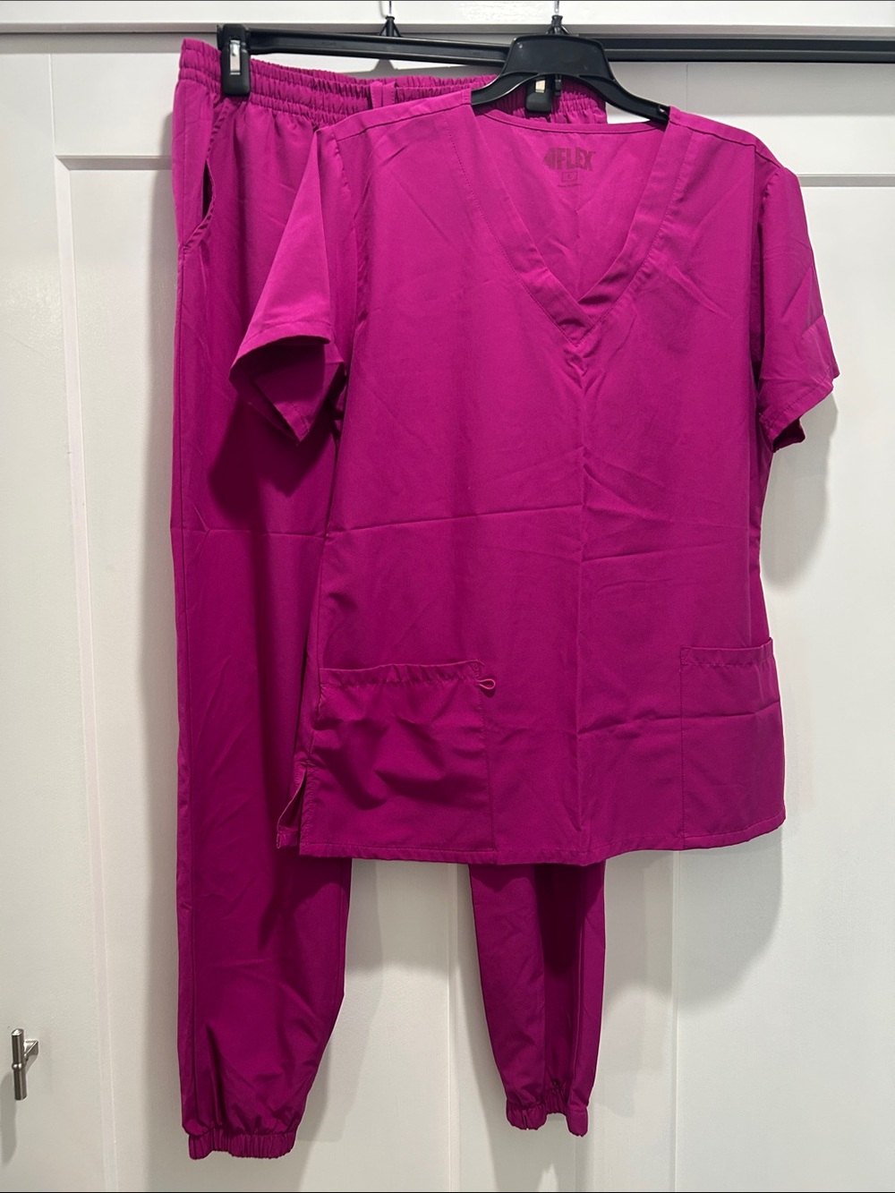 Women's Fuchsia V-Neck Scrub Set